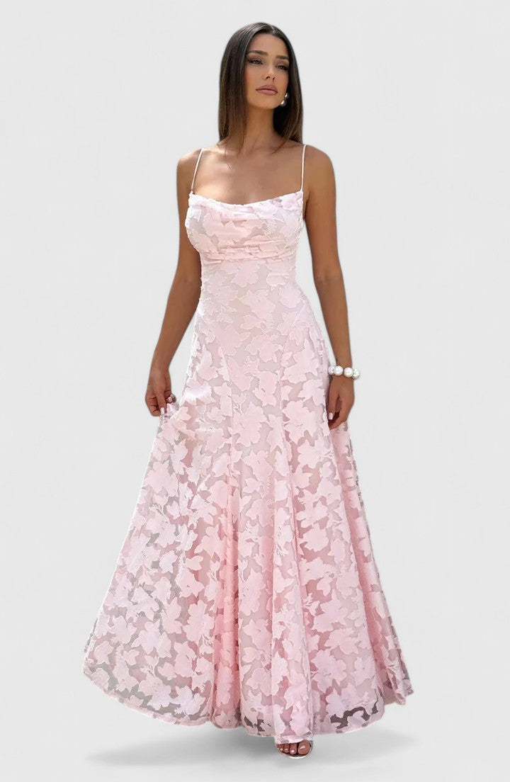 Elegant Maxi Dress with Cowl Neckline and Lace-Up Back for Stunning Style 5