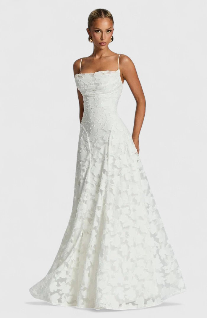Elegant Maxi Dress with Cowl Neckline and Lace-Up Back for Stunning Style 8