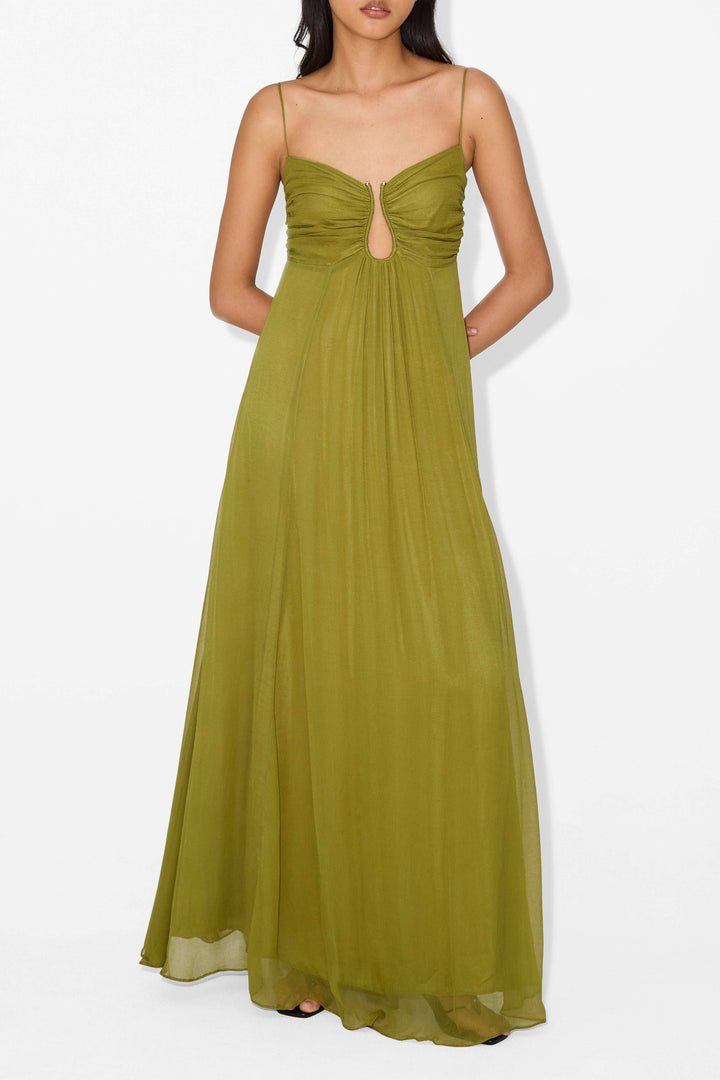 Elegant Maxi Dress with Halter Neck and A-Line Skirt for Evening Events 0