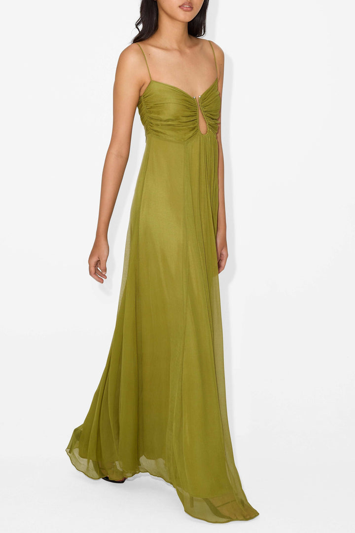 Elegant Maxi Dress with Halter Neck and A-Line Skirt for Evening Events 1
