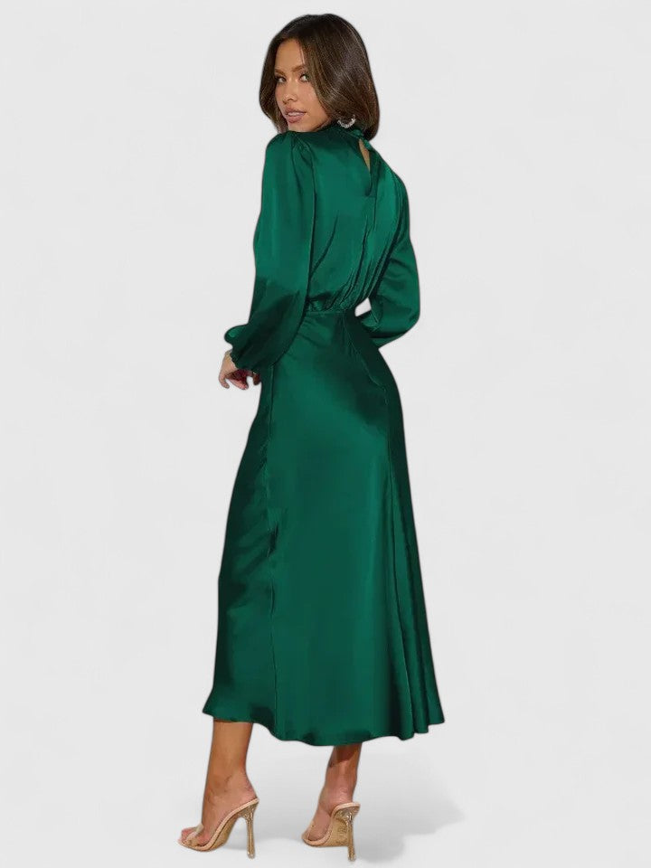 Elegant Maxi Dress with Lantern Sleeves and A-Line Silhouette 2