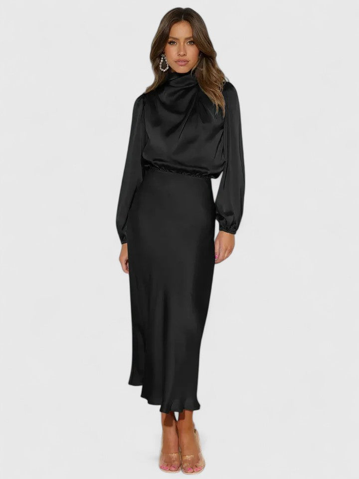 Elegant Maxi Dress with Lantern Sleeves and A-Line Silhouette 3