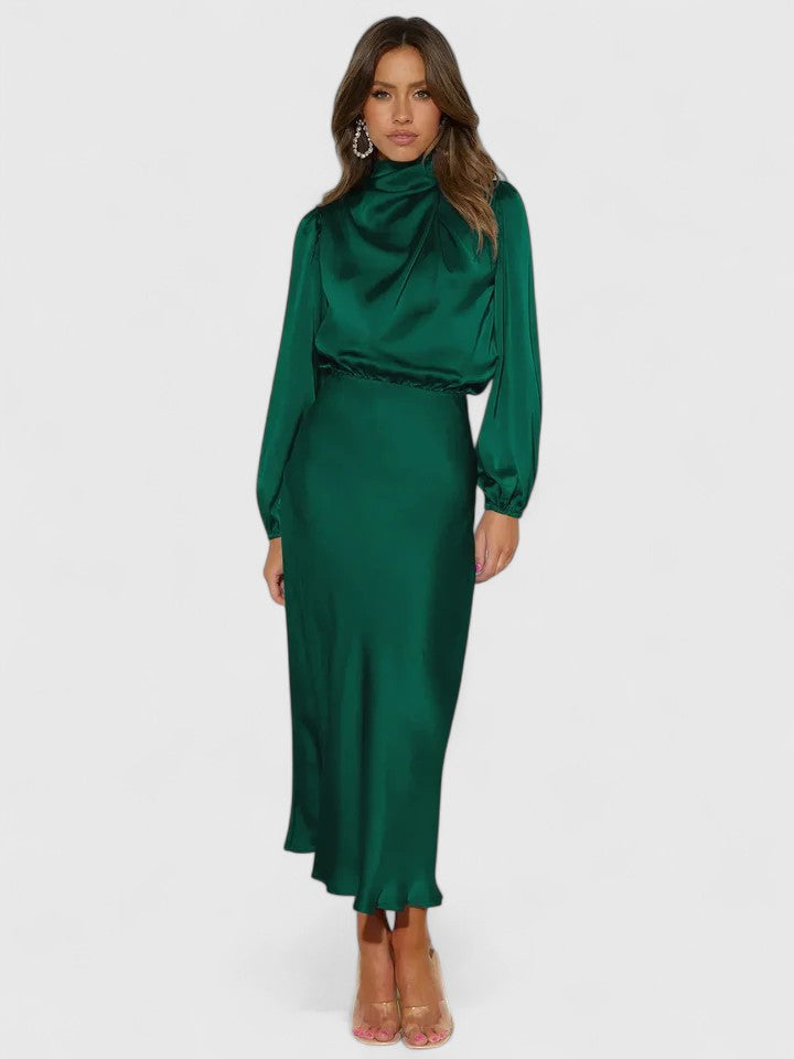 Elegant Maxi Dress with Lantern Sleeves and A-Line Silhouette 4
