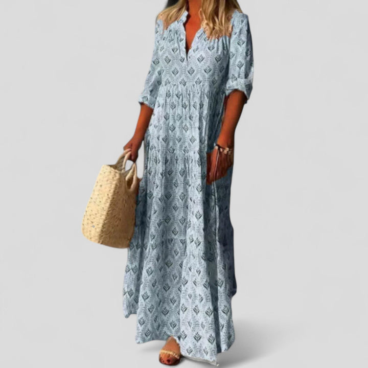 Elegant Maxi Dress with Versatile Roll-Up Sleeves for Every Occasion 0