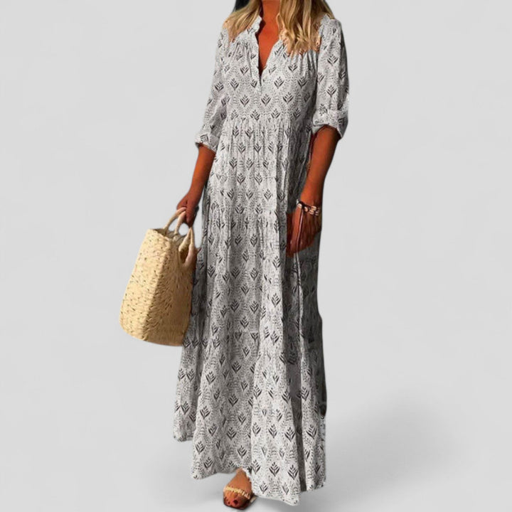 Elegant Maxi Dress with Versatile Roll-Up Sleeves for Every Occasion 1