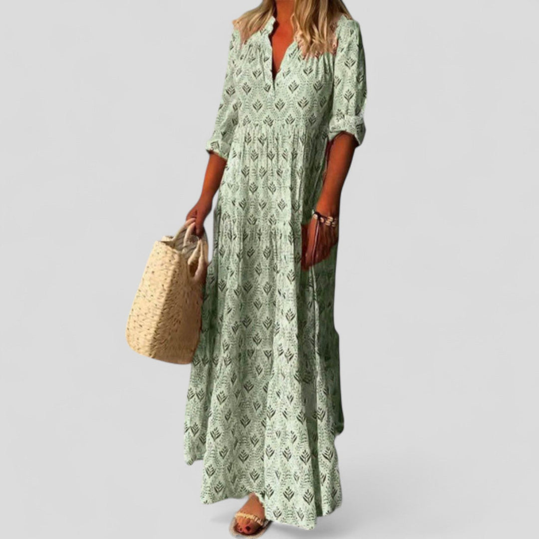 Elegant Maxi Dress with Versatile Roll-Up Sleeves for Every Occasion 2