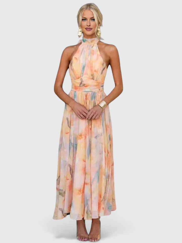 Elegant Midi Dress for Summer Events - Flattering Halter Neck Design 0