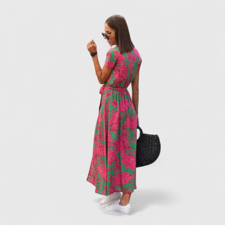 Elegant Midi Dress with Adjustable Wrap Fit and Side Slit for Versatile Style 1