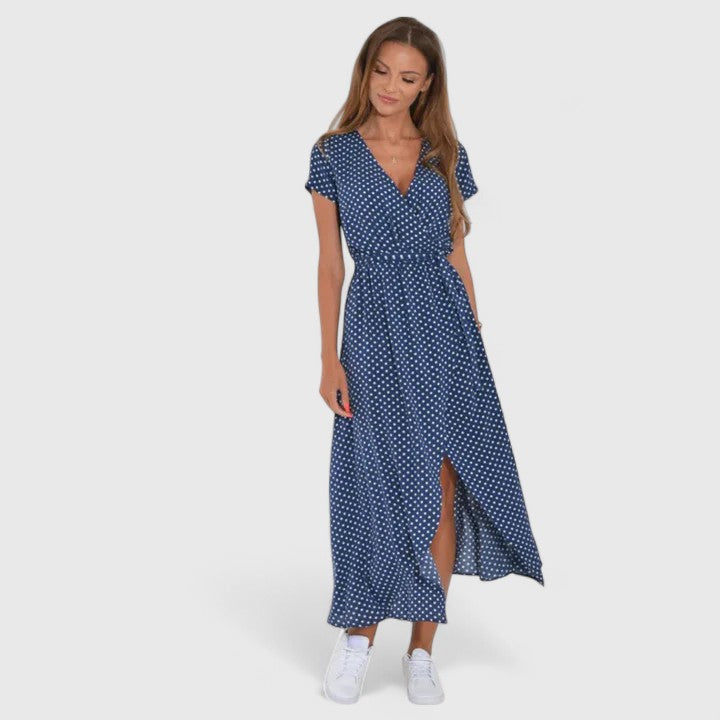 Elegant Midi Dress with Adjustable Wrap Fit and Side Slit for Versatile Style 4