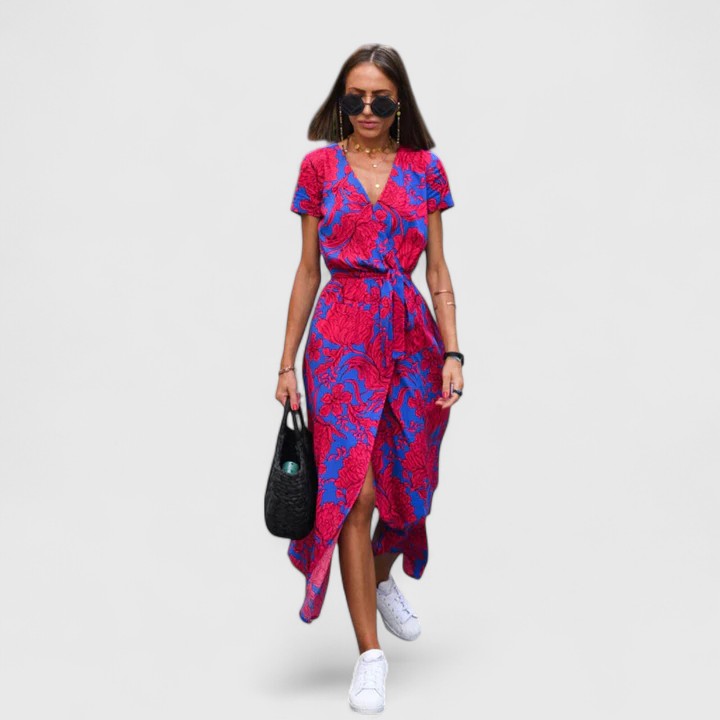 Elegant Midi Dress with Adjustable Wrap Fit and Side Slit for Versatile Style 7