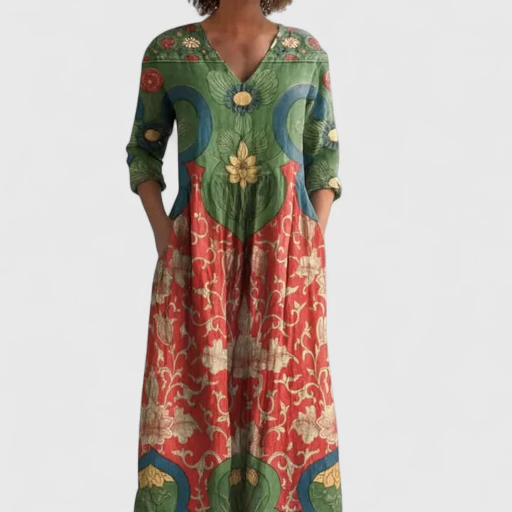 Elegant Midi Dress with Floral Print for Summer Occasions 0