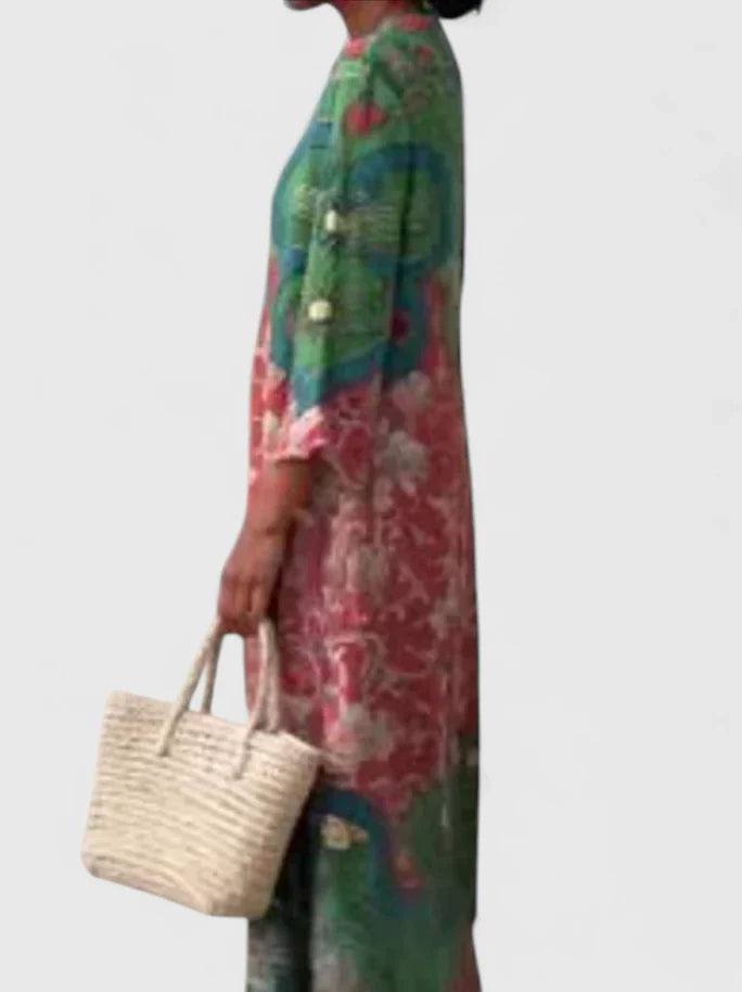 Elegant Midi Dress with Floral Print for Summer Occasions 3