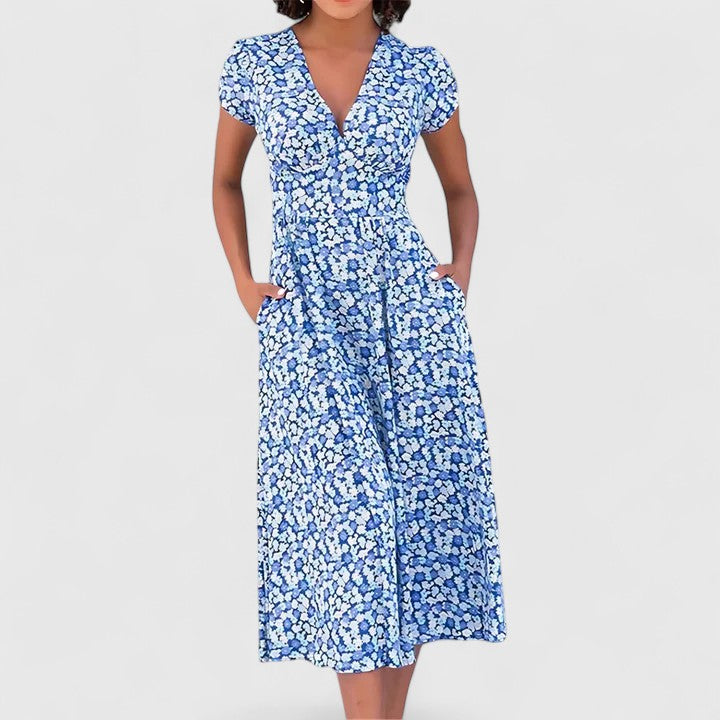 Elegant Midi Dress with Heart-Shaped Neckline for Everyday Comfort 0