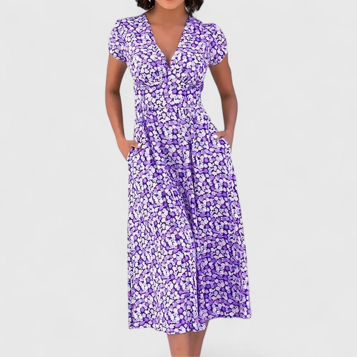 Elegant Midi Dress with Heart-Shaped Neckline for Everyday Comfort 2