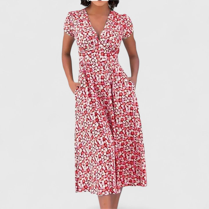 Elegant Midi Dress with Heart-Shaped Neckline for Everyday Comfort 3