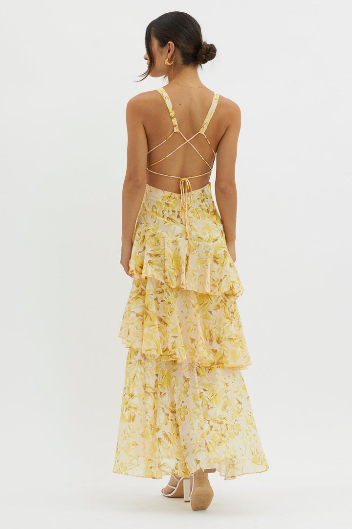 Elegant Midi Dress with Ruffle Hem and Open Back for Summer Occasions 8
