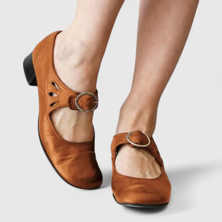 Elegant Round Toe High Heels for Women - Comfortable Ankle Buckle Design 0