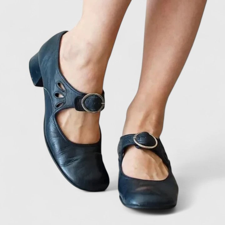 Elegant Round Toe High Heels for Women - Comfortable Ankle Buckle Design 3