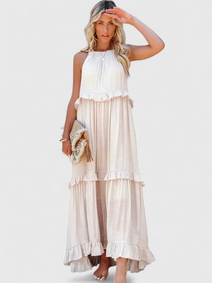 Elegant Sleeveless Dress with Ruffle Details for Versatile Style 0