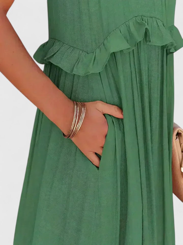 Elegant Sleeveless Dress with Ruffle Details for Versatile Style 2