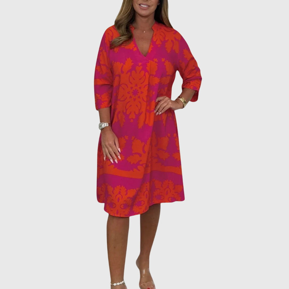 Elegant Spring Dress with Flattering V-Neck and Stylish Patterns 1