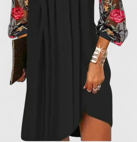 Elegant V-Neck Mini Dress with Sheer Sleeves for Stylish Events 2