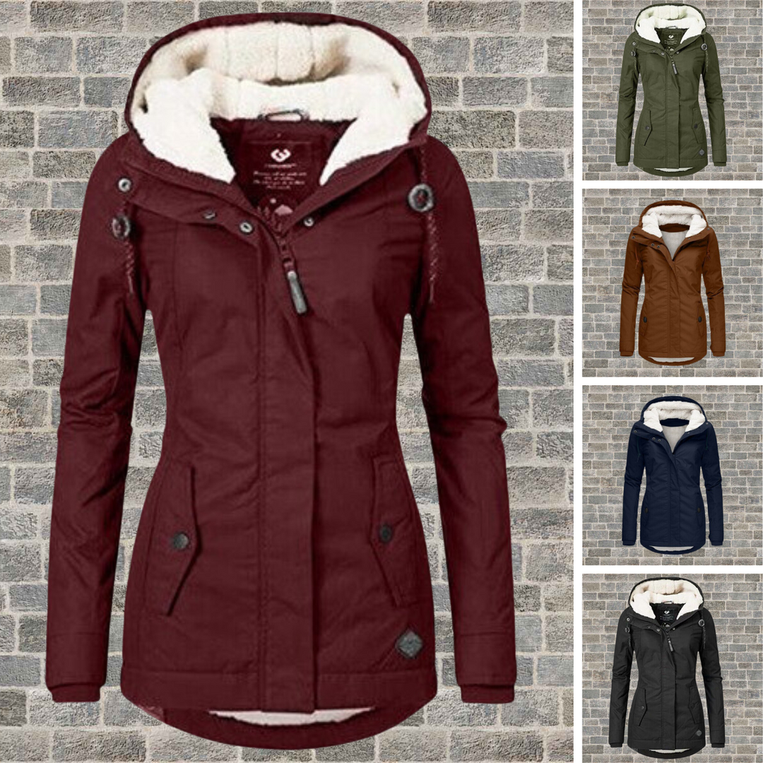 Elegant Winter Coat for Women with Cozy Hood - Stylish Pleated Design for Cold Weather 1