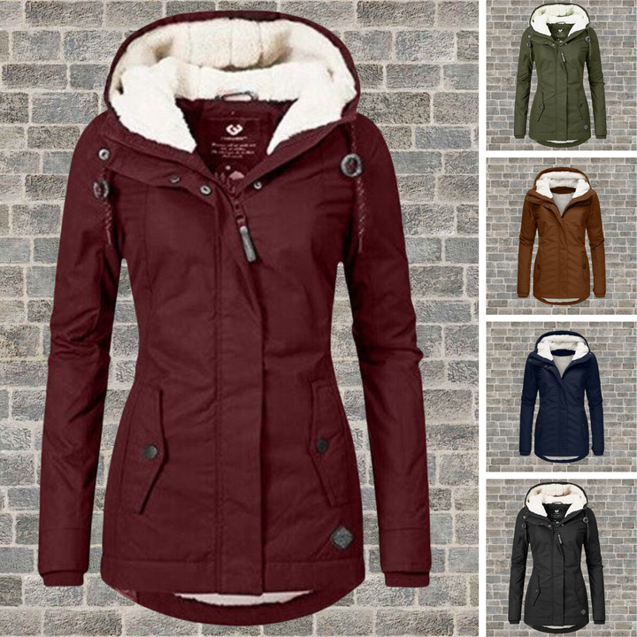 Elegant Winter Coat for Women with Cozy Hood - Stylish Pleated Design for Cold Weather 1