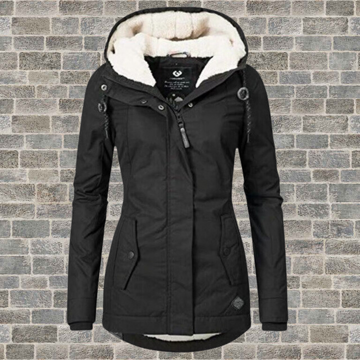 Elegant Winter Coat for Women with Cozy Hood - Stylish Pleated Design for Cold Weather 2