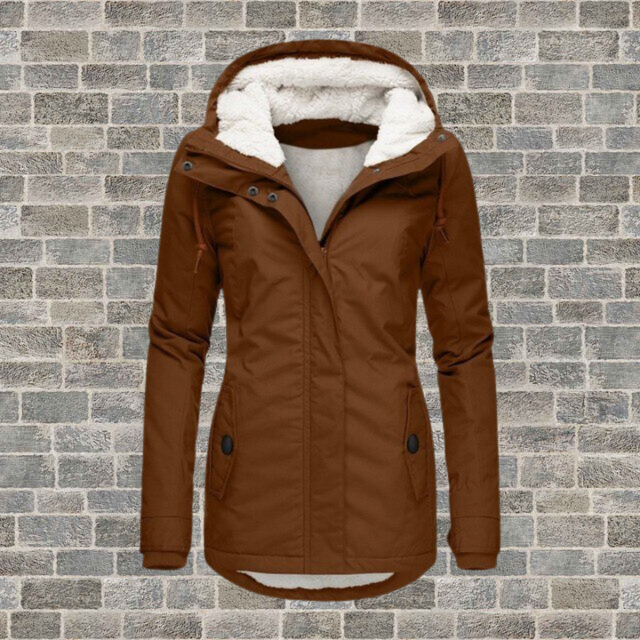 Elegant Winter Coat for Women with Cozy Hood - Stylish Pleated Design for Cold Weather 4