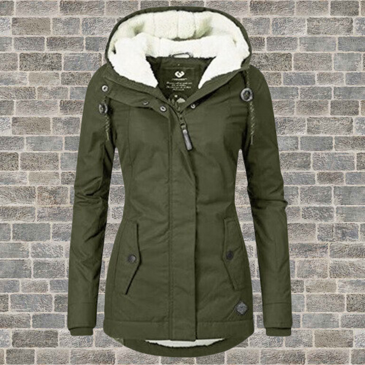 Elegant Winter Coat for Women with Cozy Hood - Stylish Pleated Design for Cold Weather 5