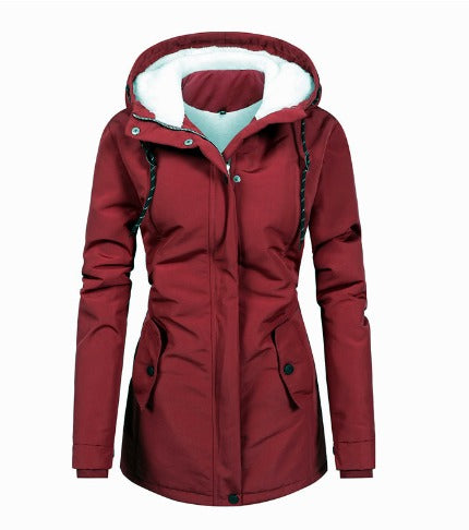 Elegant Winter Coat for Women with Cozy Hood - Stylish Pleated Design for Cold Weather 6