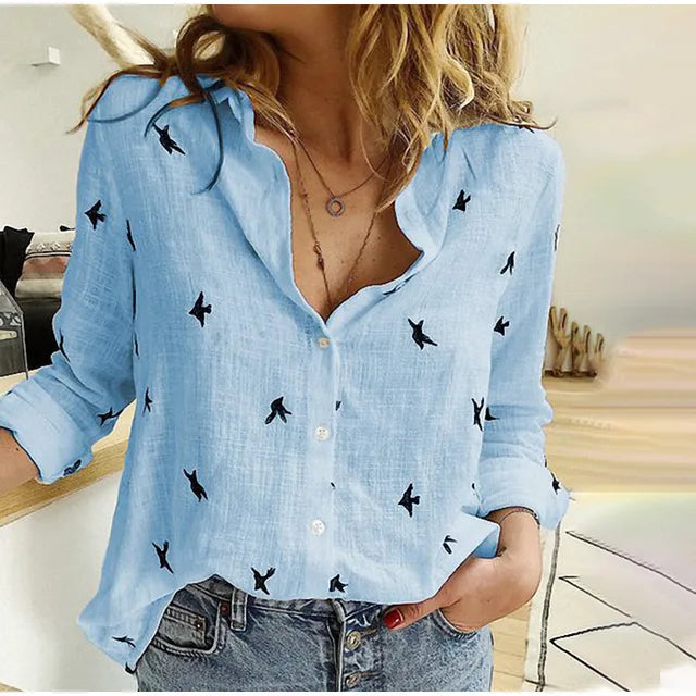 Elegant Women's Blouse with Long Sleeves and Sophisticated Collar - Versatile Style for Office and Casual Wear 0