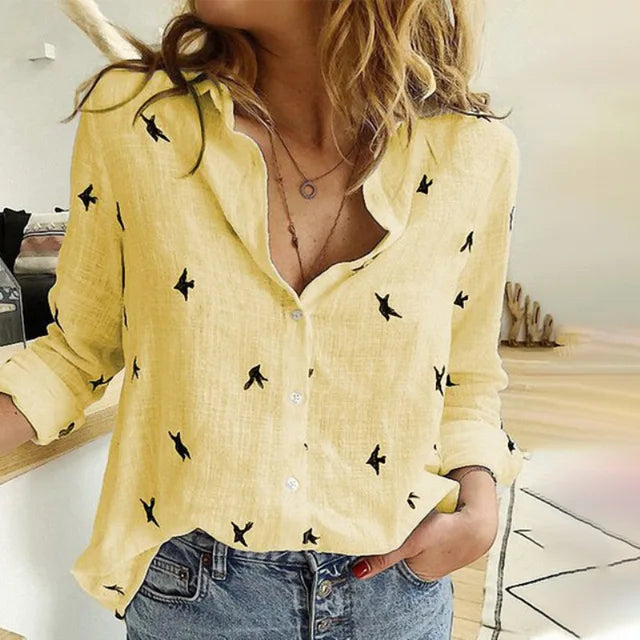 Elegant Women's Blouse with Long Sleeves and Sophisticated Collar - Versatile Style for Office and Casual Wear 3