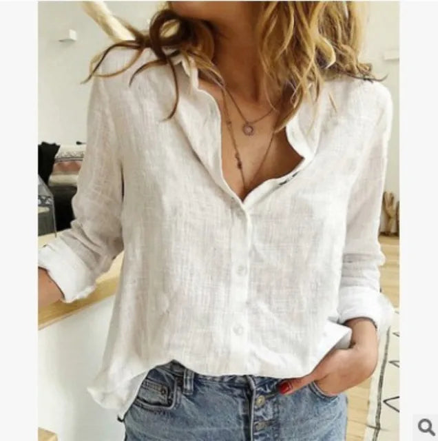 Elegant Women's Blouse with Long Sleeves and Sophisticated Collar - Versatile Style for Office and Casual Wear 7