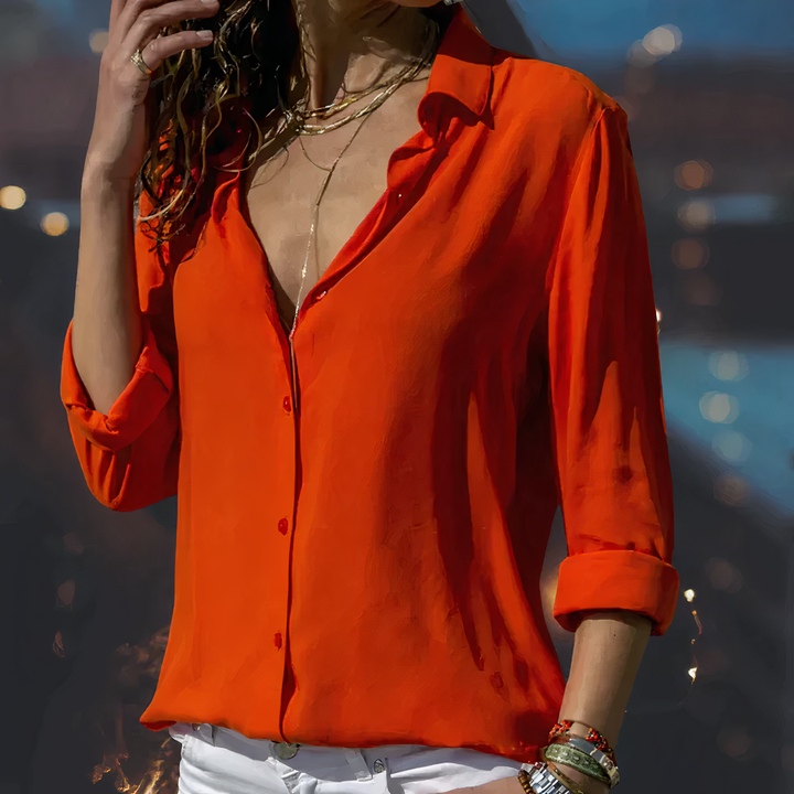 Elegant Women's Long Sleeve Blouse - Versatile Day to Night Top 1