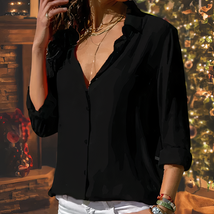 Elegant Women's Long Sleeve Blouse - Versatile Day to Night Top 3