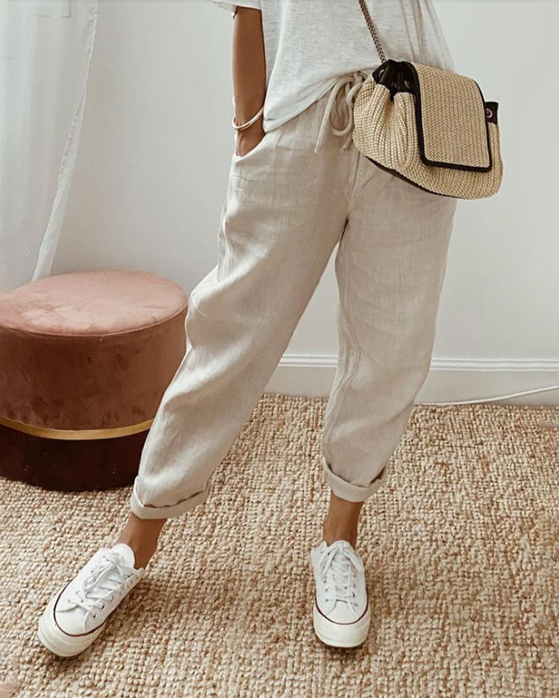 Elegant Women's Trousers with Comfort Stretch Waistband 0