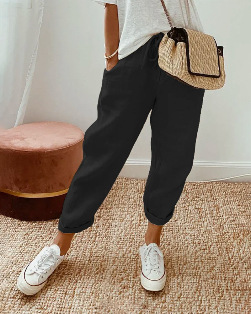 Elegant Women's Trousers with Comfort Stretch Waistband 1