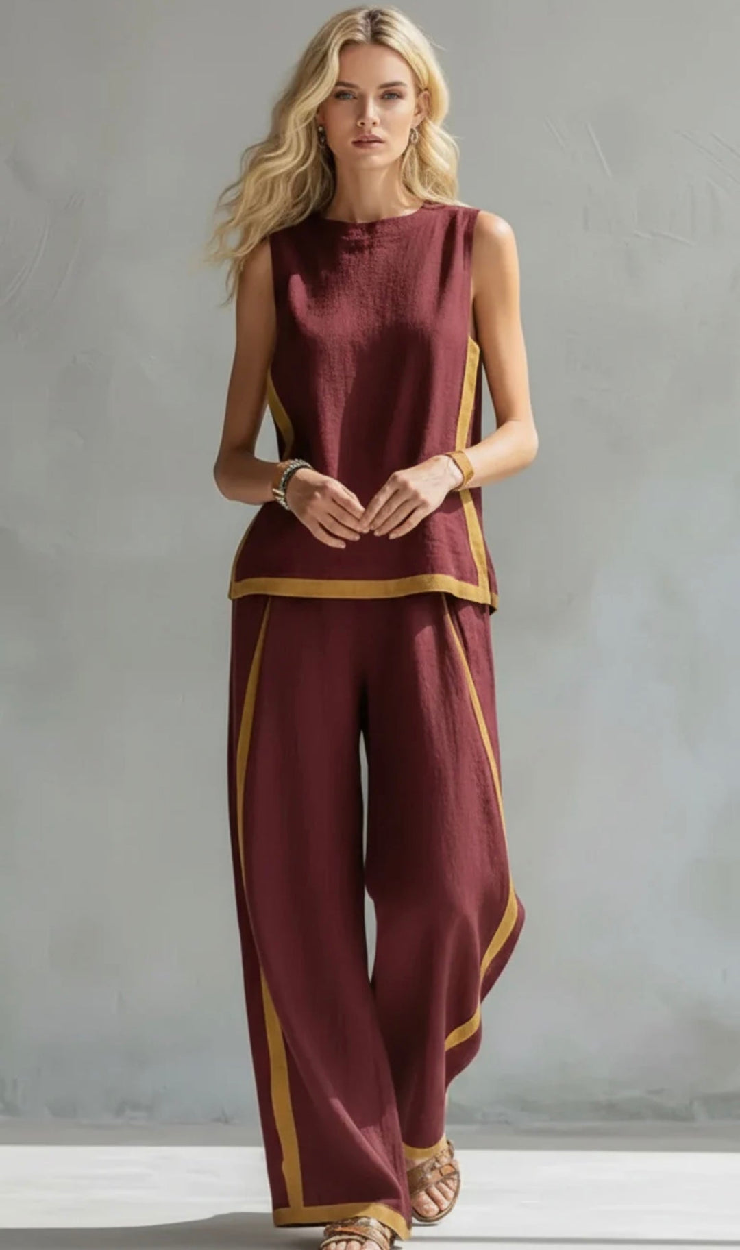 Elegant Women's Two-Piece Suit with Modern Graphic Details 7