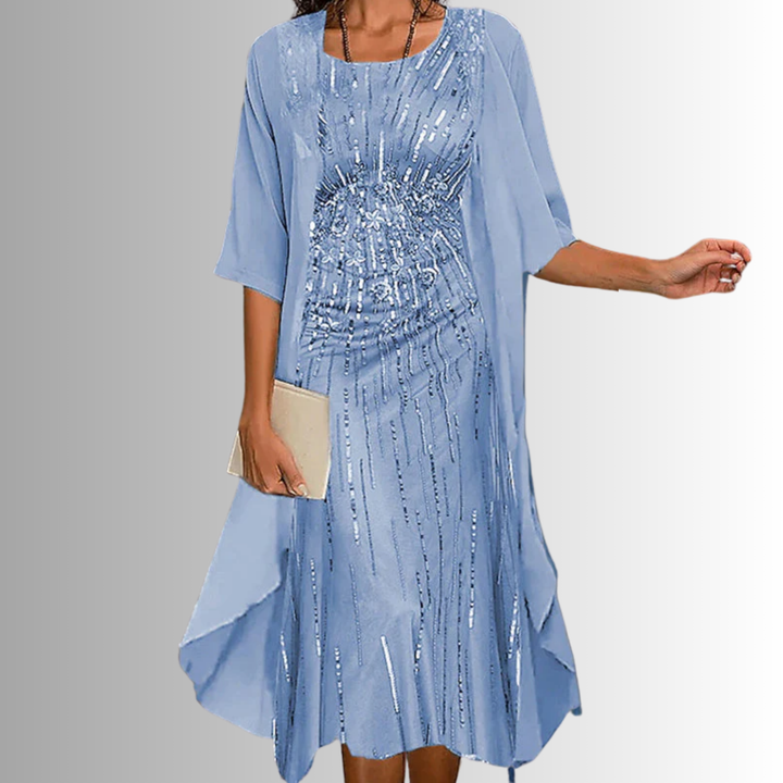 Elegant Women's Two Piece Set - Lightweight Blouse and Flowy Dress for Summer 3