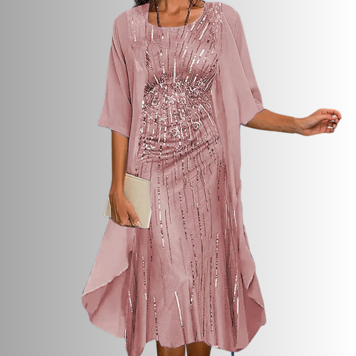 Elegant Women's Two Piece Set - Lightweight Blouse and Flowy Dress for Summer 4