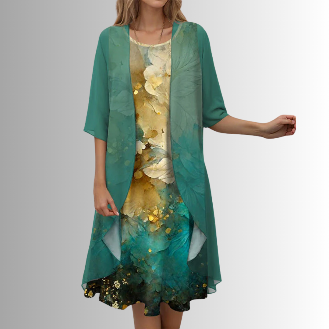 Elegant Women's Two Piece Set - Lightweight Blouse and Flowy Dress for Summer 5