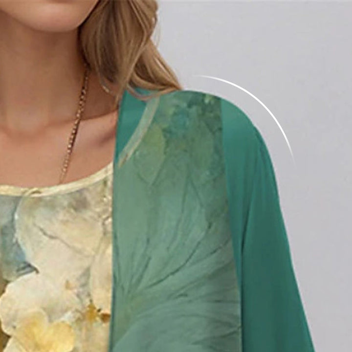 Elegant Women's Two Piece Set - Lightweight Blouse and Flowy Dress for Summer 6