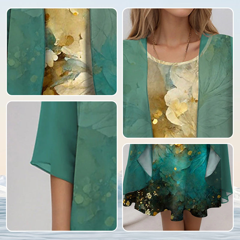 Elegant Women's Two Piece Set - Lightweight Blouse and Flowy Dress for Summer 7