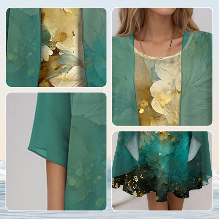 Elegant Women's Two Piece Set - Lightweight Blouse and Flowy Dress for Summer 7