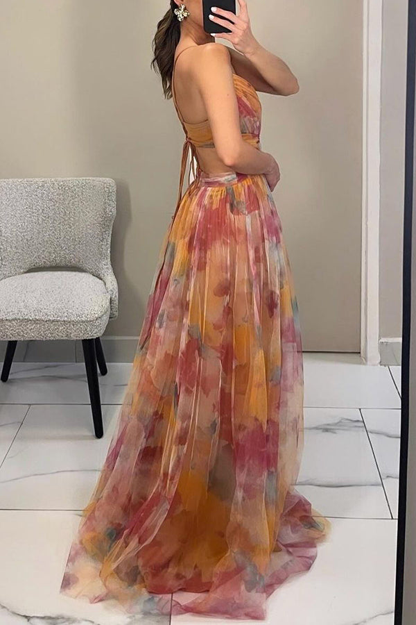 Elegant Women's V-Neck Maxi Dress with Flowing Skirt 5
