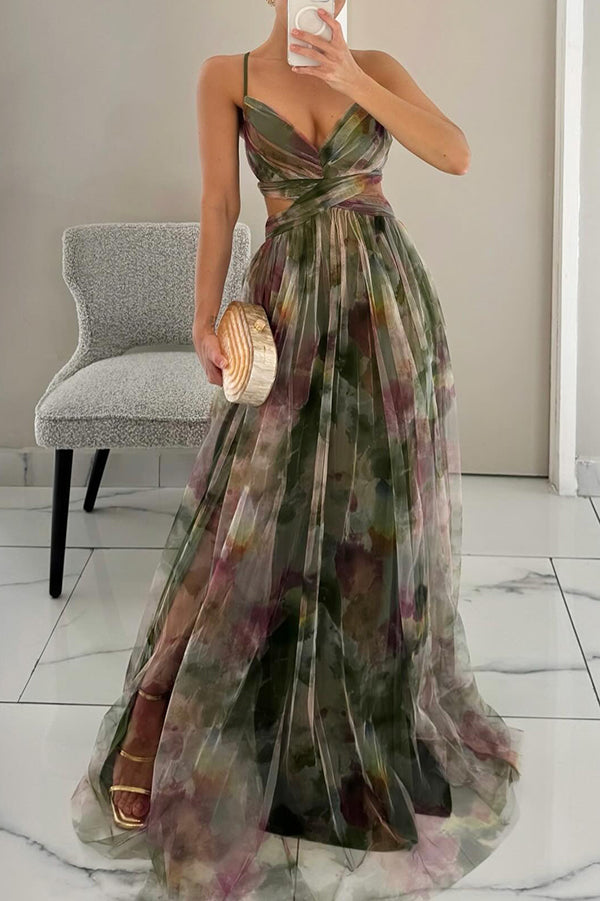 Elegant Women's V-Neck Maxi Dress with Flowing Skirt 7