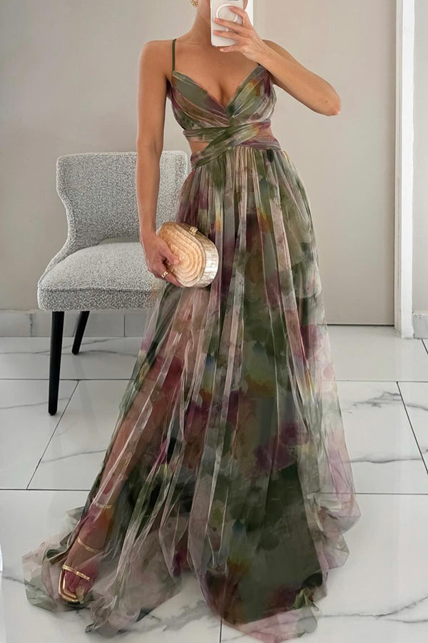 Elegant Women's V-Neck Maxi Dress with Flowing Skirt 8