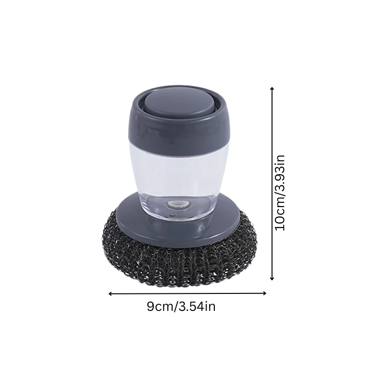 Ergonomiskt Rengöringsverktyg med Automatisk Tvålfunktion – Effektiv Ståltrådsborst för Kök och Grytor 1